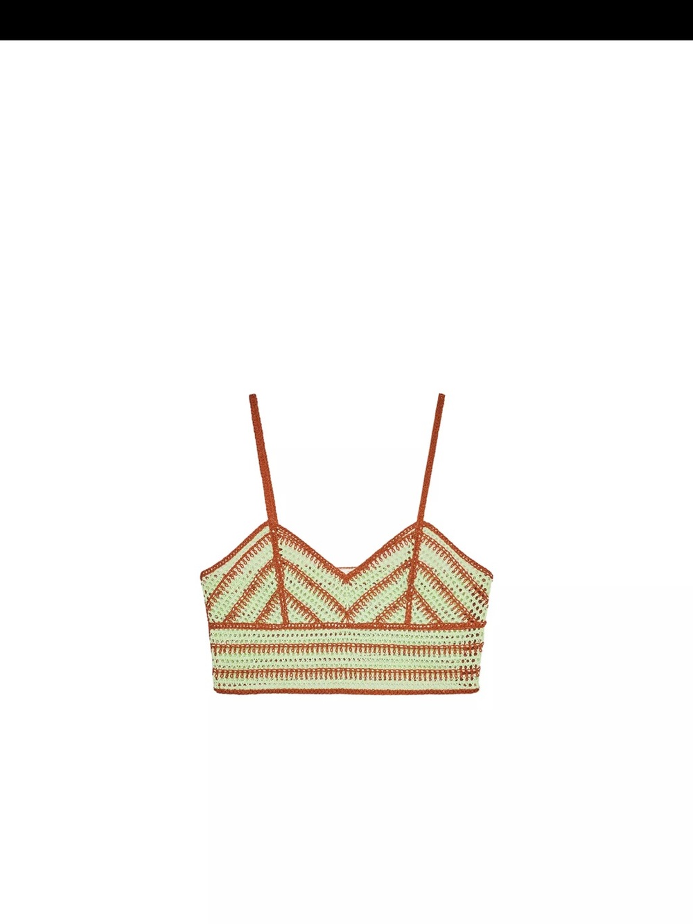 Zara Mint and Brown Crochet Two-Piece Midi Skirt Set - Picture 4 of 5